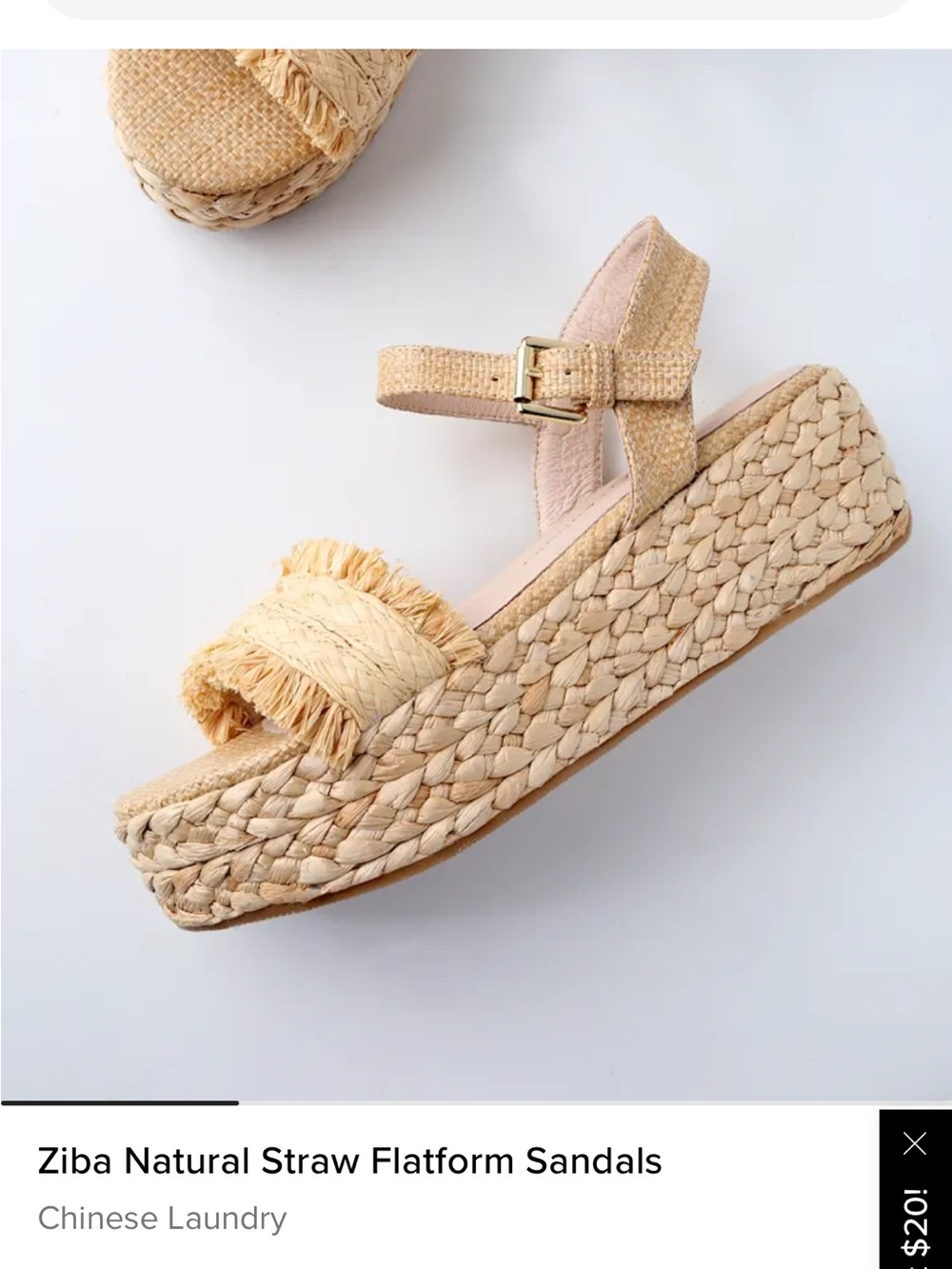 Chinese Laundry Ziba Straw Flatform Sandals - Natural size 7.5/38